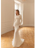 Boat Neck Ivory Floral Lace Modest Wedding Dress